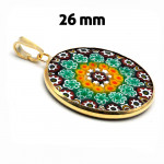 Pendant murano glass murrine millefiori green and gold