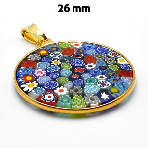 Pendant gold murano glass murrine millefiori venice