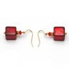 Murano glas-Ohrringe in Rot und Gold
