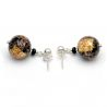 Elegance Or- boucles d'oreilles en verre de Murano marron et or
