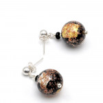 boucles d'oreilles en verre de Murano marron et or