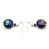 Black Dicroic Pastille - Black dicroic Murano glass earrings