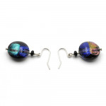 Black Dicroic Pastille - Black dicroic Murano glass earrings