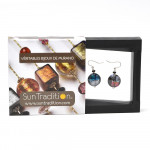 Black Dicroic Pastille - Black dicroic Murano glass earrings