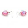 Pink Dicroic Heart - Dicroic pink heart earrings