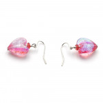 Pink Dicroic Heart - Dicroic pink heart earrings