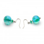 Dicroic Green Ball - Dicroic Green Round Bead Earrings