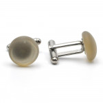 Smoked round satin cufflinks in real Venetian murano glass