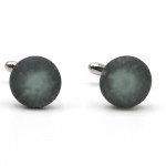 Round gray satin cufflinks in genuine venice murano glass