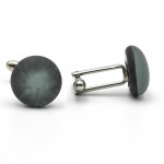 Round gray satin cufflinks in genuine venice murano glass