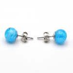 Blue turquoise and aventurine stud earrings in genuine murano glass from venice