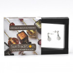 Neve argent - boucles d'oreilles blanches et argent en veritable verre de murano de venise