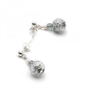 Neve grey silver - pendientes grises y plateados en auténtico cristal de murano venecia