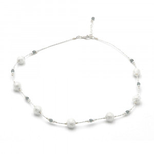 Neve Blanc - collier blanc et argent en veritable verre de murano de venise