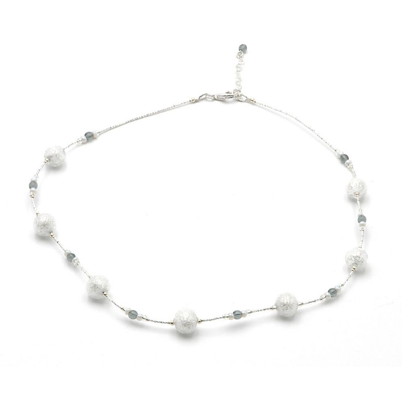 Neve Blanc - collar blanco y plateado en auténtico cristal de murano veneciano