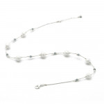 Neve Blanc - white and silver necklace in real venice murano glass