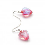 Pink Dicroic Heart - Dicroic pink heart earrings