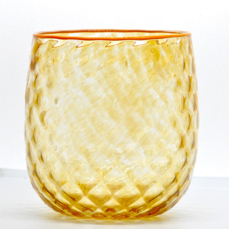 Tarro de cristal de Murano ámbar para velas