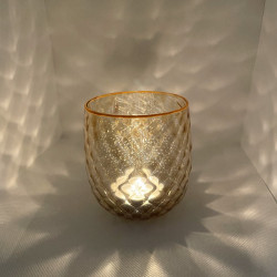 Porte bougie en verre de Murano de Venise ambre