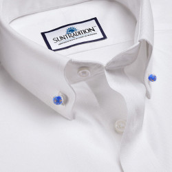 Botón de cuello de cristal de Murano azul océano y Aventurina