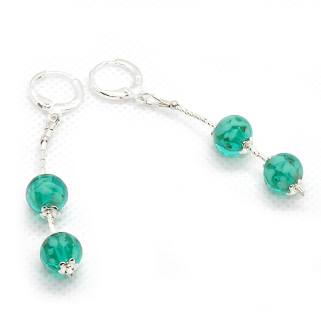 Pendientes colgantes de cristal de Murano, verde esmeralda