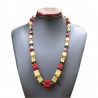 Glass necklace murano red and gold