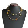Glas halsband i murano-amber lång