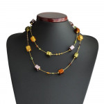 Collier verre murano ambre long