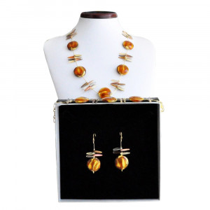 Albatros amber - amber murano glass jewellery set