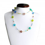 Collier sautoir verre murano bleu