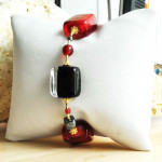 Armband murano rood en zwart