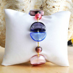 Armband met glazen murano blauw en roze