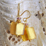 Gold ohrringe schmuck aus echtem muranoglas aus venedig 