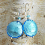 Aretes azul cielo joyería cristal murano genuino de venecia