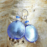 Aretes azul marino joyería cristal murano genuino de venecia