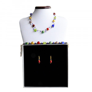 Conjunto de joyas verdadero cristal de murano rojo penelope venecia