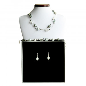 Penelope silver - silver murano glass jewellery set from venice