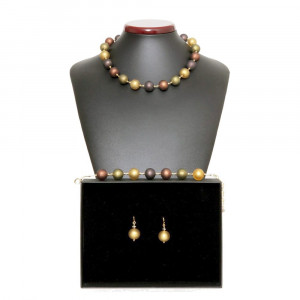  schmuckset satin kugeln gold schmuck aus echtem muranoglas aus venedig 