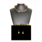  schmuckset satin kugeln gold schmuck aus echtem muranoglas aus venedig 