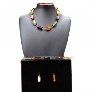 4 seizoenen - herfst sieraden set in originele murano glas