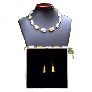 Conjunto oro de verdadero cristal de murano venecia