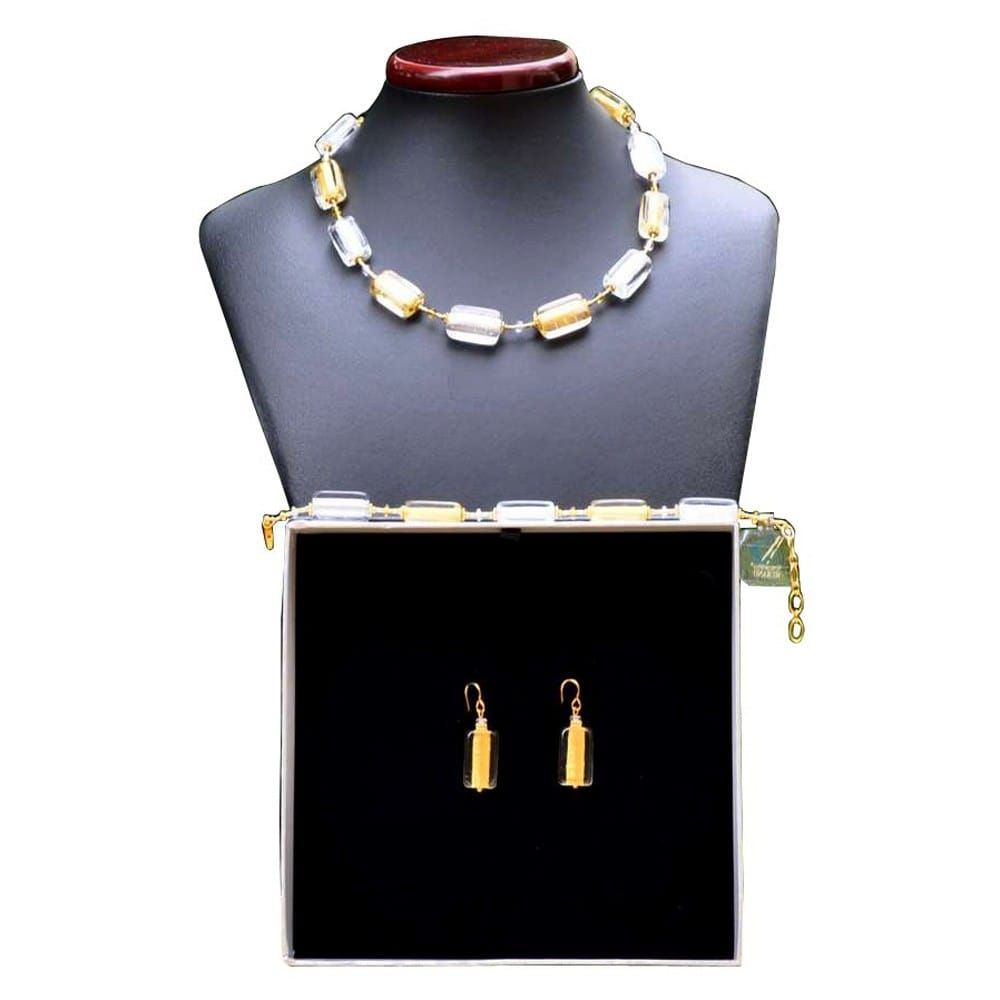 4 seasons winter - jewellery set in real glass murano