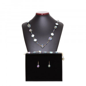 Moonlight blue - blue murano glass jewellery set in real venice murano glass