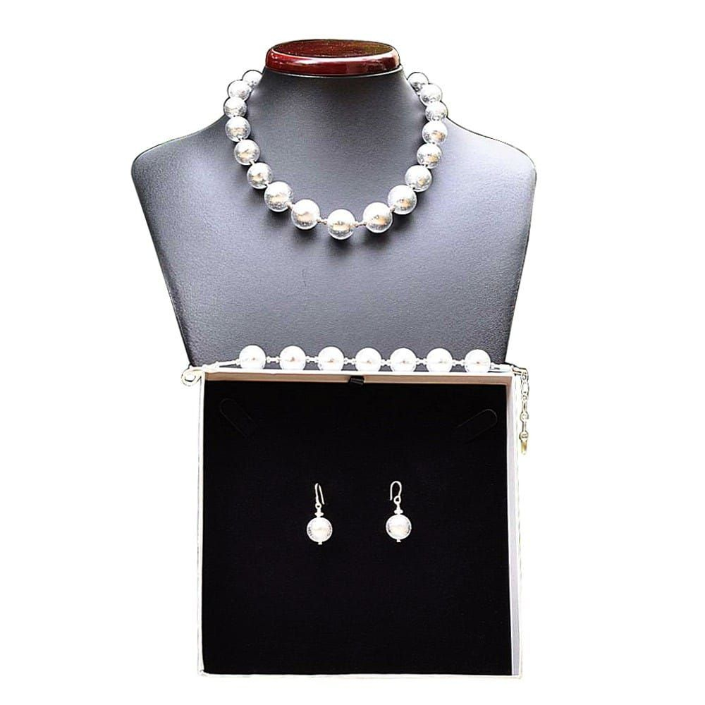 Ball silver - silver murano glass jewellery set venice
