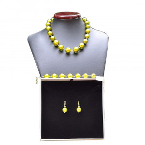 Ball anis green - green murano glass jewellery set in real murano glass venice