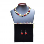 Parure verre murano rouge et or