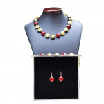 Red murano glass set jewelry set in real glass murano