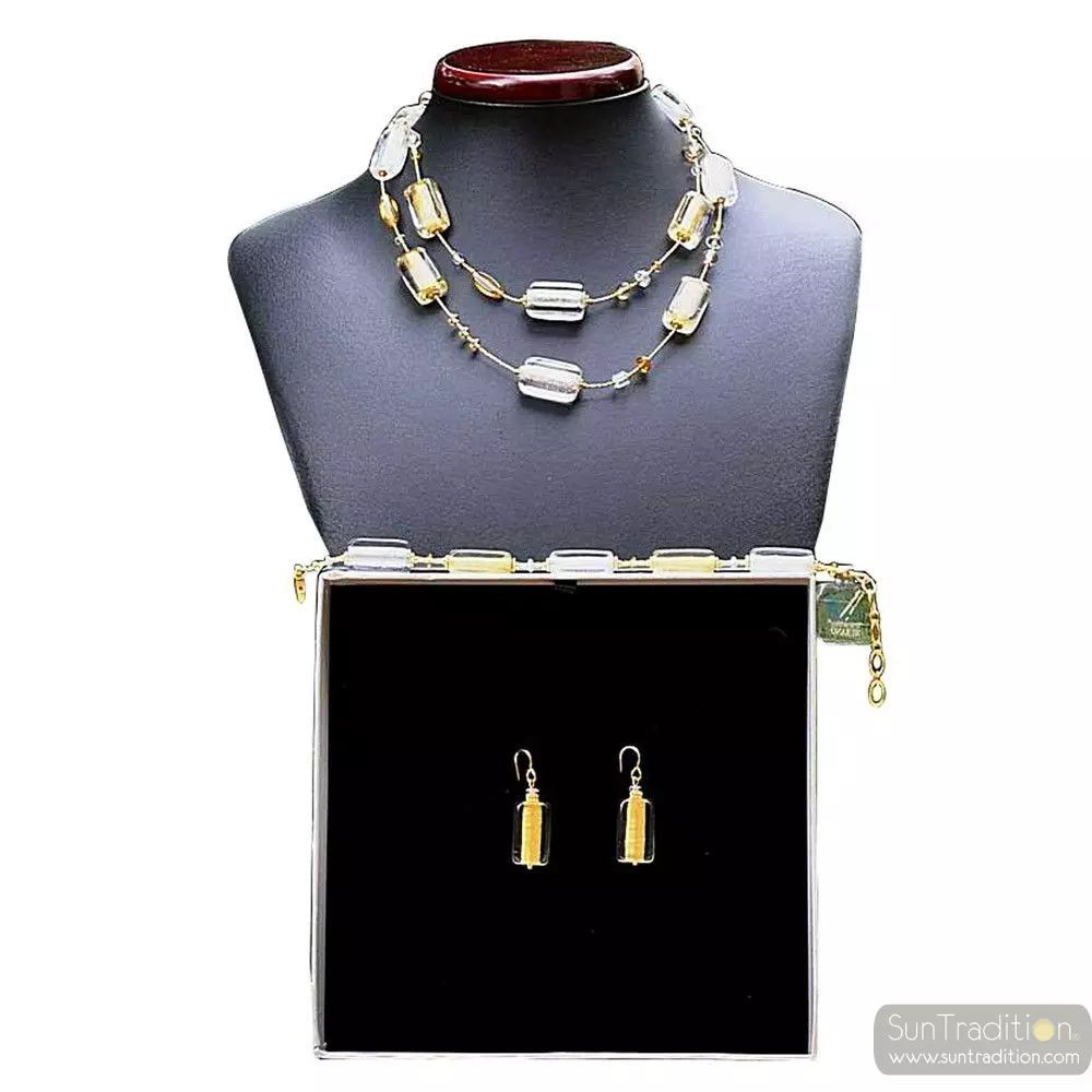 4 seasons long winter - gold jewellery set genuine murano glass