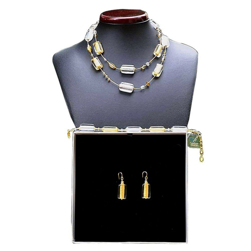 Conjunto de verdadero murano oro cristal de murano collar largo venecia