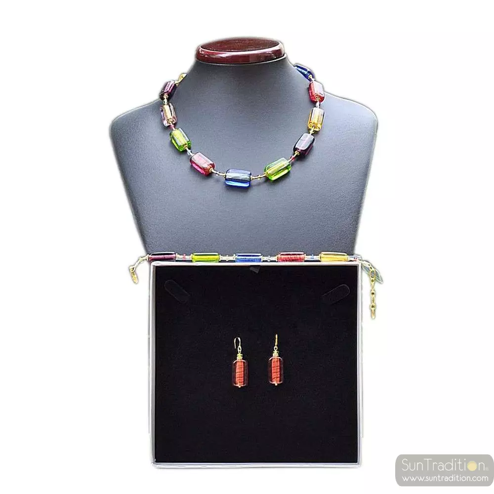 4 seasons summer - multicolour jewellery set in real murano glass